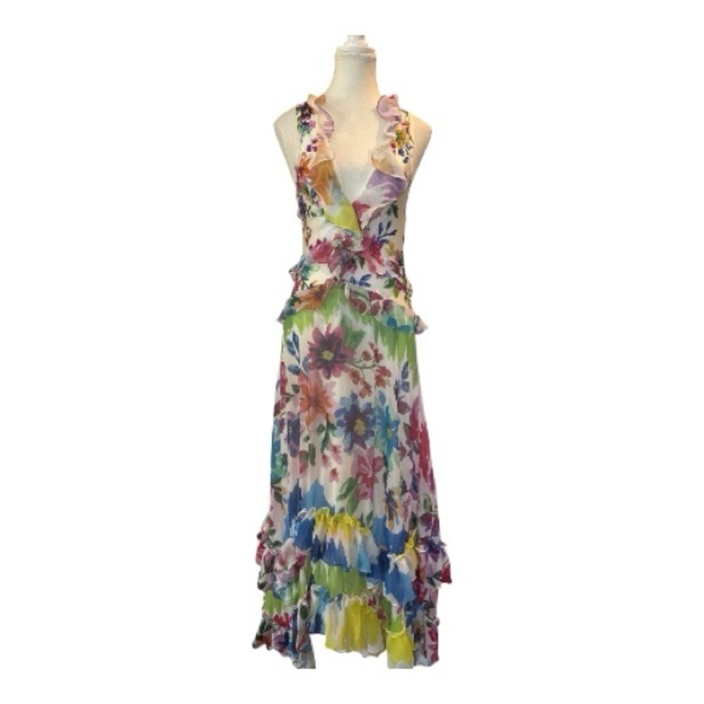 PatBO Bloom Maxi Dress NWT Small Multicolor Ruffle Hem Floral Vacation Resort - Picture 13 of 16